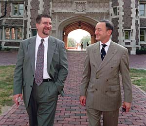 Steven J. Givens (left) serves as assistant to Chancellor Mark S. Wrighton.