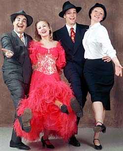 The Performing Arts Department in Arts & Sciences will present Guys and Dolls as its fall mainstage production Oct. 10-12 and 17-19. Pictured are (from left) Dan Hirsh as Nathan Detroit; Kameron Averitt as Adelaide; Clark Sturdevant as Sky Masterson; and Laura Ernst as Sarah Brown.