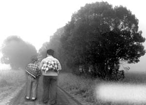 Scott Levin and Adam Cromer in the Washington University Operas production Of Mice and Men.