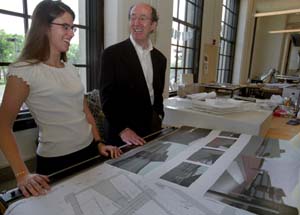 Amanda Partyka works in a Givens Hall studio with her thesis adviser, Paul Donnelly, the Rebecca and John Voyles Professor of Architecture and director of that school's graduate program.