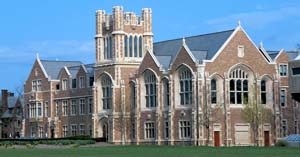 The south and east facades of Anheuser-Busch Hall