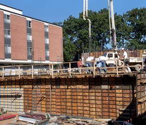 Phase 4 housing construction on the South 40 is under way, as the foundation is being laid for a new residence hall just east of the current Liggett Residence Hall. The new hall is expected to take up 34,000 square feet and be three stories.