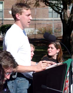 Student Union President David Ader at Wednesday's press conference.