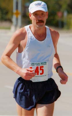 Brandt competes in the Lewis & Clark Marathon in fall 2000 in St. Charles, Mo. 