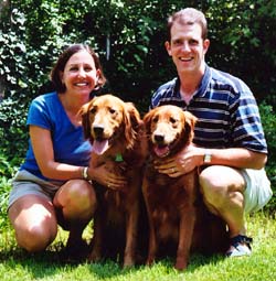 Stephanie Kurtzman and her husband, David Levy, relax in their back yard with their