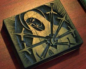 A woodblock that is part of the Gill collection recently acquired by University Libraries.