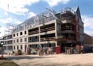 Construction continues on the Phase IVA Housing project just east of Liggett Residence Hall on the South 40. Completion and occupancy is still scheduled for August.