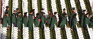 The academic procession into Brookings Quadrangle for Washington University's 144th Commencement will begin at 8:30 a.m. today.