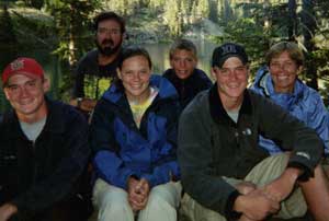 (Front row, from left) Greg, Julie and Scott; (back row) Bo, David and Carol enjoy a recent vacation to Balsam Lake, Wis.