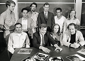 Researchers in the Laboratory for Space Sciences in Arts and Sciences have a long tradition of being among the firts in the world to receive samples from a NASA mission. In this photo taken in 1969, the late Robert M. Walker, Ph.D., first director of the McDonnell Center for the Space Sciences in Arts and Sciences, displays photos and lunar samples from the
