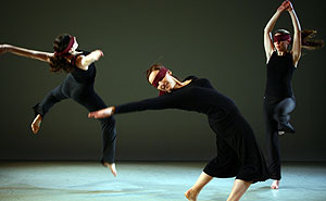 *Unbounded*, an ensemble piece choreographed by junior Jennifer Boissiere, will be performed March 30-April 1 as part of the Performing Arts Department in Arts & Sciences' biennial Young Choreographers Showcase. Pictured above (from left) are sophomores Meredith Wilensky, Heather Wigmore and Alyssa Moran.