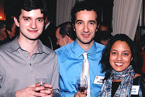 (From left) Nada Abumrad's nephew, Ramzi, an event coordinator at the Brooklyn Academy of Music; her son, Jad, who produces National Public Radio's *Radio Lab*; and Karla, Jad's fiancee, who is a producer for the PBS show *Now*.