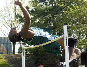 With a high jump of 6 feet, 4 1/4 inches, junior Cameron Williams won the individual title at the University Athletic Association Outdoor Track & Field Championships April 22-23. For the second consecutive year, Washington University's men's and women's track and field teams swept the UAA championships.