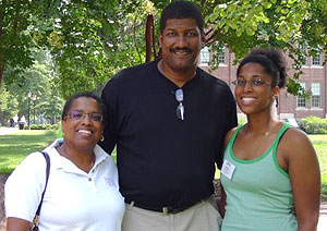 Leah Merrifield (left), her husband Lloyd Winston and daughter Rachel Winston in early August, when Rachel moved to Davidson College.