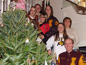 The Eagon family at their home last Christmas: (From left) Eric (8), Emily Czerniejewski (18), Matthew (9), Haley (15), Sarah Czerniejewski (21), wife Jane and Chris Eagon.