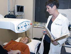 Diemer discusses patient Christine Filcoff's treatment after a bone density test.
