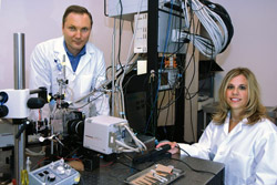 After developing an implantable defibrillator that gives a much milder jolt to get hearts working again, Igor R. Efimov, PhD, associate professor of biomedical engineering, and graduate student Crystal Ripplinger worked closely with OTM to market and lice
