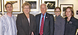 The Program in Occupational Therapy celebrated being ranked top in the nation March 28. Pictured from left to right: student Ryan Bailey, director Carolyn Baum, Dean Larry Shapiro, student Catherine Roche and student Eliza Prager.