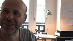 Philippe Parreno in *CHEW THE FAT (A documentary portrait by Rirkrit Tiravanija)*