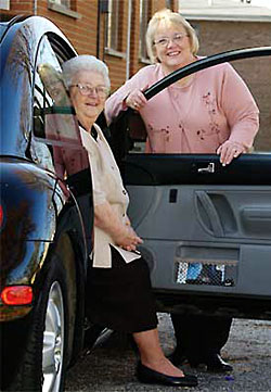 Janice Gober's mother, Rosemary Ralls, now rides in the passenger's seat.