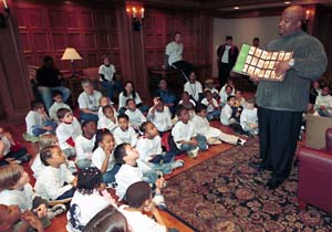 Illustrated Brian Collier with an audience