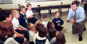 Jody O'Sullivan with grade-schoolers
