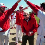 John Schael, retired athletics director, being honored at baseball game.