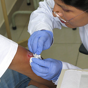 Patient being treated for fly bite