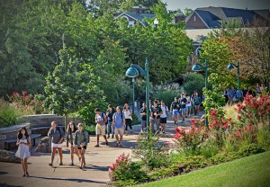 Walking to campus on the First Day of Classes