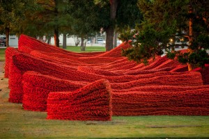 Orly Genger, “Terra” (2014), recycled lobster rope and paint. (Credit: Vanessa Rudloff)