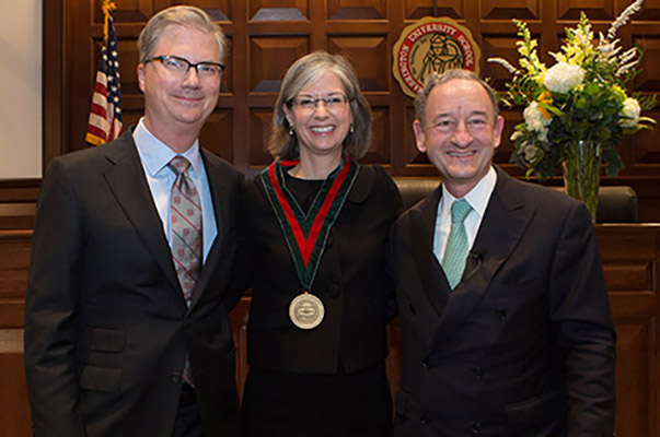 Holden Thorp, Nancy Staudt and Mark Wrighton