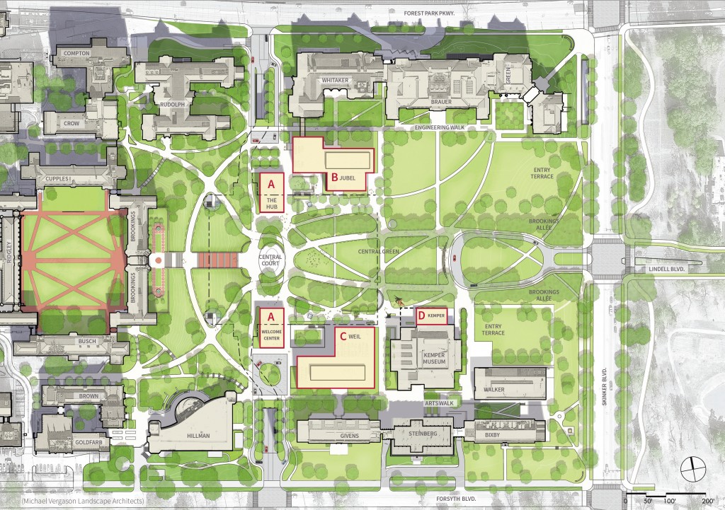 Map of east end of Danforth Campus