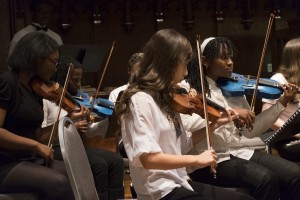 group with instruments plays music