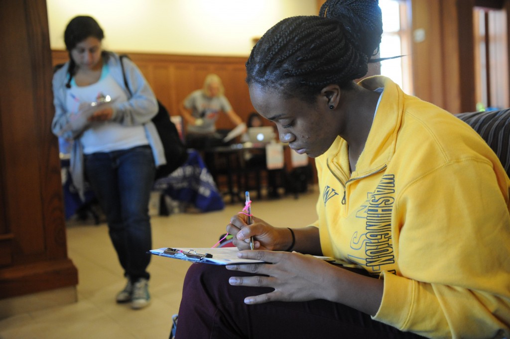 Student registering to vote