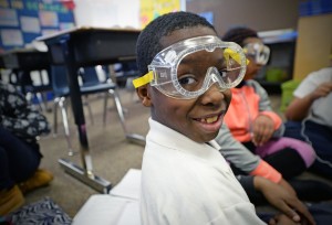 Student with goggles