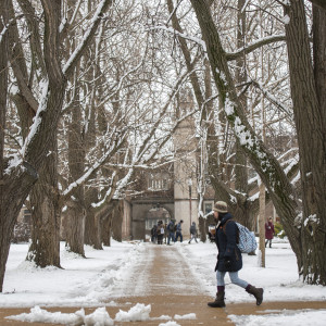 snowy campus scene