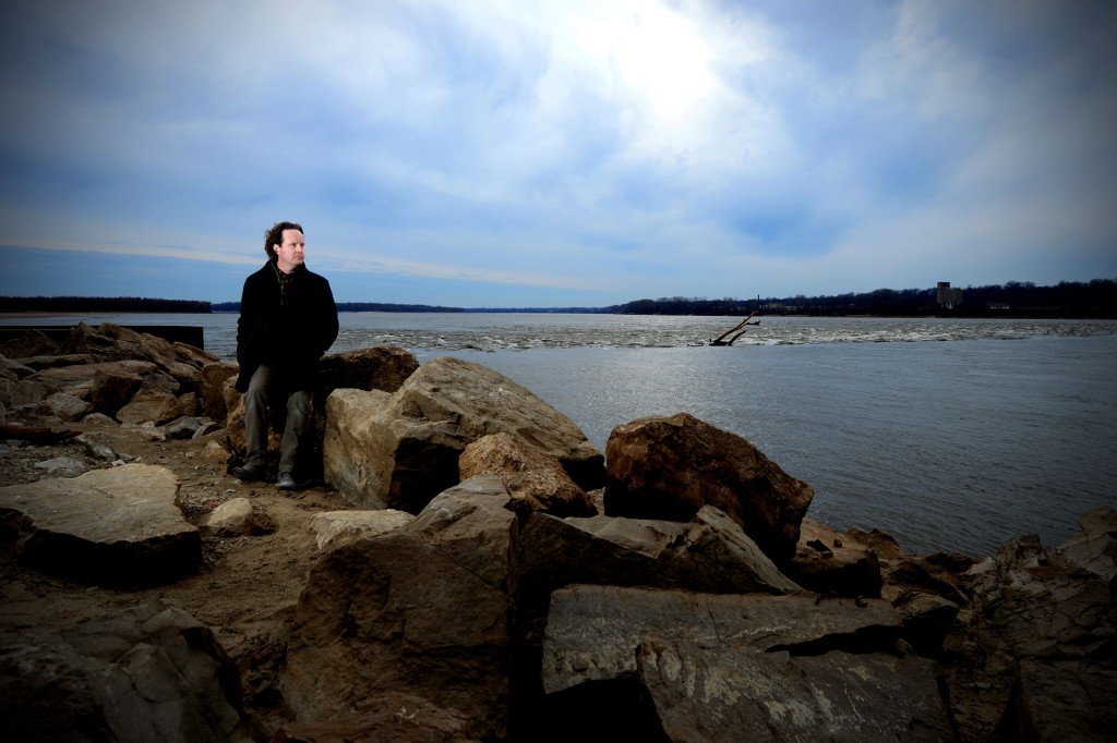 Man in a river landscape