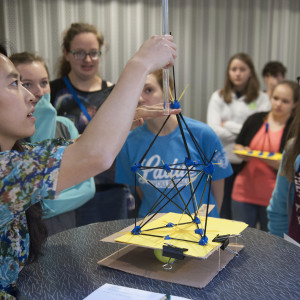 students work on engineering challenge