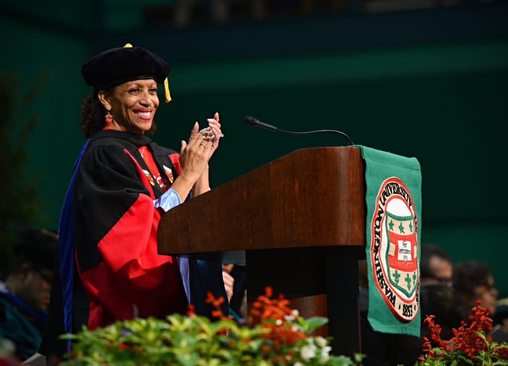 08-20-2015 - Vice Chancellor for Students Lori White speaks during Convocation. James Byard/WUSTL Photos