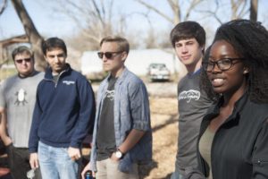 Engineering students from Washington University in St. Louis participated in tour of EarthDance Farms in Ferguson, Mo. Thursday, March 17, 2016, as part of a Spring Break class taught by Sandra Matteucci and Seema Dahlheimer. WUSTL student Olivia Williams introduces herself. Photo by Sid Hastings / WUSTL Photos