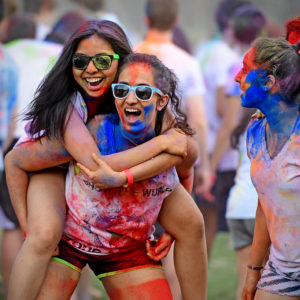 students covered in paint