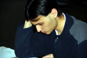 Anthony Grebe concentrating on a problem
