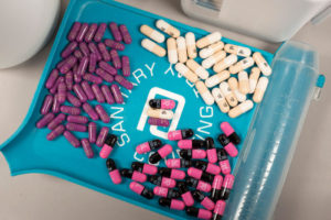 A palate of prescription drugs.