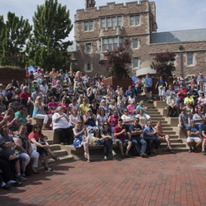 people seated in plaza