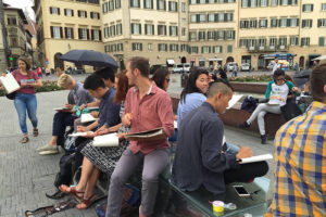 students drawing in Florence