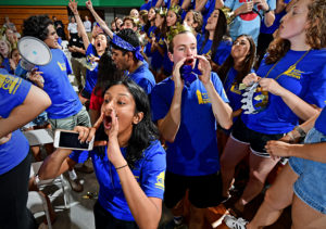 students cheering