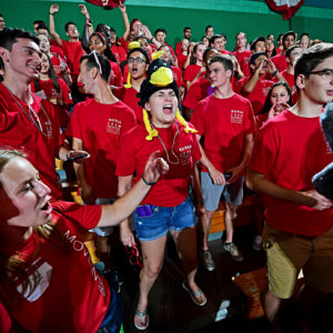 students cheering