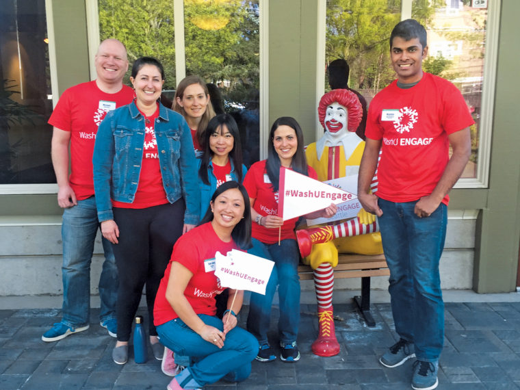 Seattle: The Ronald McDonald House is a home-away-from-home for the ­families of children undergoing treatment for cancer or other serious illnesses. On April 3, seven alumni worked in the communal areas of the house to make it clean and comfortable for families — helping with organizing, vacuuming, dusting and disinfecting.