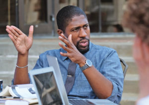 Lerone Martin is an assistant professor of religion and politics, and he chairs the American Academy of Religion Committee on Teaching and Learning. (Sid Hastings/ WUSTL Photos)