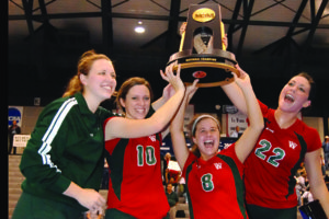 volleyball players celebrate